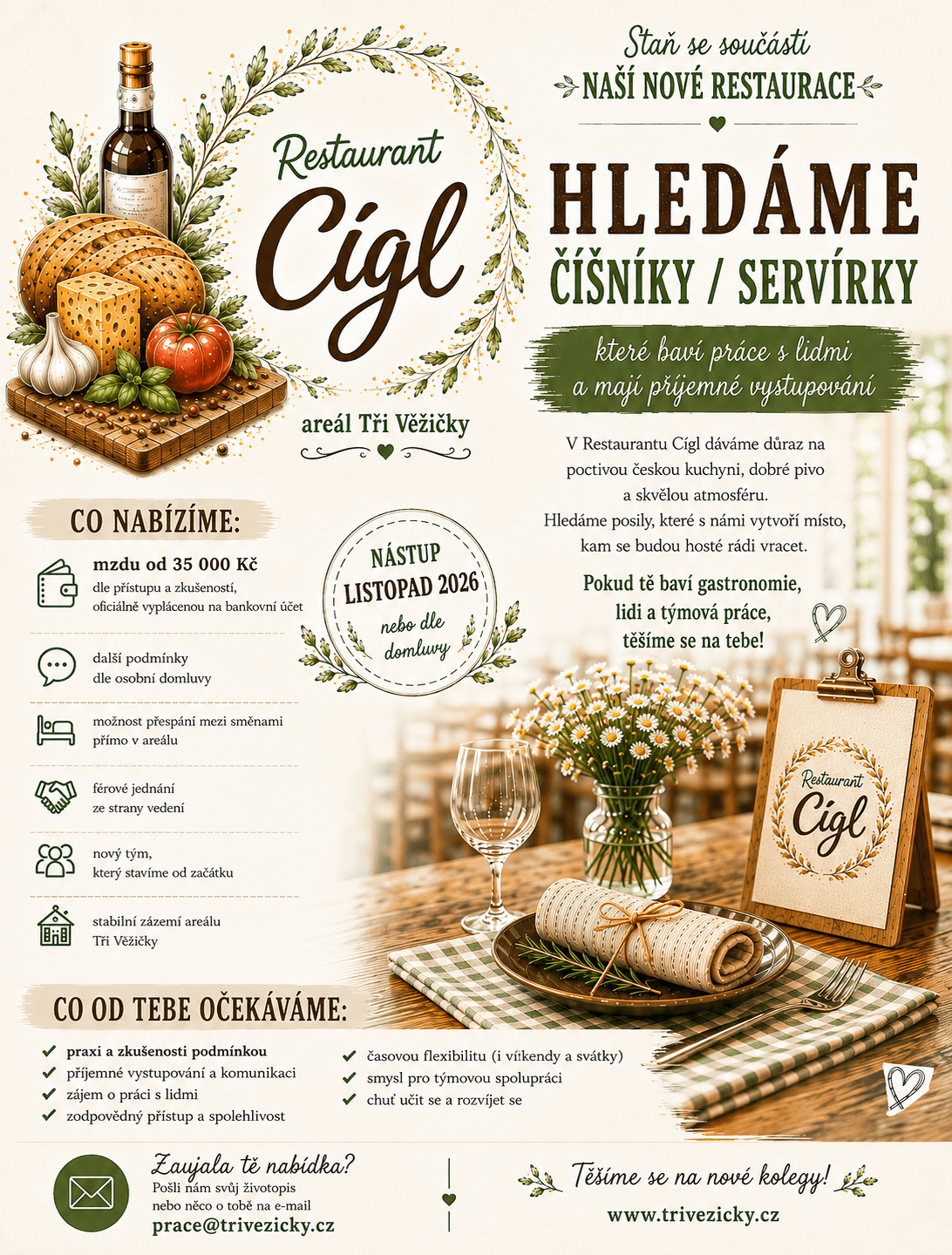 Hledáme číšníky / servírky